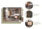 Waschbeckenunterschrank MIT Waschbecken Oderzo in Eiche und grau, Waschtisch 138 cm Soft-Close