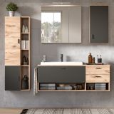 Badezimmer H�ngeschrank Oderzo in Eiche und grau Badschrank 37 x 75 cm Soft-Close