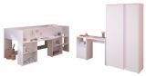 Parisot Kinder- und Jugendzimmer Pirouette13 in wei� mit grau oder rosa Komplett-Set 3-teilig