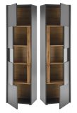 Aktenschrank Center in grau matt und Wotan Eiche Vitrine f�r Homeoffice und B�ro 50 x 200 cm
