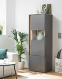 Aktenschrank Center in grau matt und Wotan Eiche Vitrine f�r Homeoffice und B�ro 50 x 158 cm
