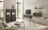 Aktenschrank Center in grau matt und Wotan Eiche Vitrine f�r Homeoffice und B�ro 50 x 158 cm