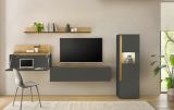 Aktenschrank Center in grau matt und Wotan Eiche Vitrine f�r Homeoffice und B�ro 50 x 158 cm