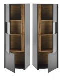 Aktenschrank Center in grau matt und Wotan Eiche Vitrine f�r Homeoffice und B�ro 50 x 158 cm