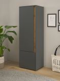Aktenschrank Center in grau matt und Wotan Eiche Stauraumschrank f�r Homeoffice und B�ro 50 x 158 cm