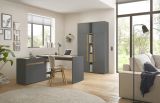 Aktenregal Center in grau matt und Wotan Eiche Standregal f�r Homeoffice und B�ro 20 x 200 cm