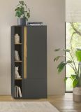 Aktenregal Center in grau matt und Wotan Eiche Standregal f�r Homeoffice und B�ro 20 x 158 cm