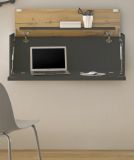 Sekret�r Center in grau matt und Wotan Eiche Wandsekret�r f�r Homeoffice und B�ro 100 cm