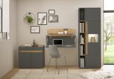 Sekret�r Center in grau matt und Wotan Eiche Wandsekret�r f�r Homeoffice und B�ro 100 cm