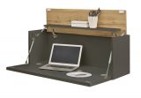 Sekret�r Center in grau matt und Wotan Eiche Wandsekret�r f�r Homeoffice und B�ro 100 cm