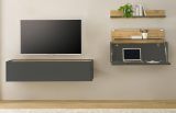 B�roregal Center in Wotan Eiche und grau matt Wandregal f�r Homeoffice und B�ro 100 cm