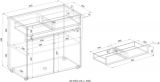 B�ro Kommode Center in grau matt und Wotan Eiche B�roschrank f�r Homeoffice und B�ro 80 x 70 cm