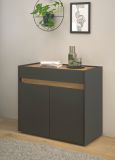 B�ro Kommode Center in grau matt und Wotan Eiche B�roschrank f�r Homeoffice und B�ro 80 x 70 cm