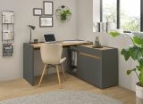 B�ro Kommode Center in grau matt und Wotan Eiche B�roschrank f�r Homeoffice und B�ro 80 x 70 cm