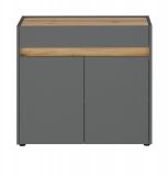 B�ro Kommode Center in grau matt und Wotan Eiche B�roschrank f�r Homeoffice und B�ro 80 x 70 cm