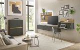B�roschrank Highboard Center in grau matt und Wotan Eiche Stauraumschrank f�r Homeoffice und B�ro 100 x 122 cm