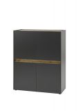 B�roschrank Highboard Center in grau matt und Wotan Eiche Stauraumschrank f�r Homeoffice und B�ro 100 x 122 cm