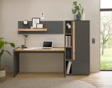 Schreibtisch Center in grau matt und Wotan Eiche Laptoptisch f�r Homeoffice und B�ro 143 x 62 cm