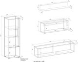 Wohnwand mit Sekret�r Center in grau matt und Wotan Eiche Wohnkombination 5-teilig 410 x 170 cm