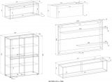Wohnwand mit Sekret�r Center in grau matt und Wotan Eiche Wohnkombination 5-teilig 470 x 180 cm