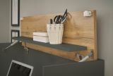Wohnwand mit Sekret�r Center in grau matt und Wotan Eiche Wohnkombination 3-teilig 370 cm