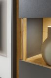 Wohnwand mit Sekret�r Center in grau matt und Wotan Eiche Wohnkombination 5-teilig 340 x 200 cm