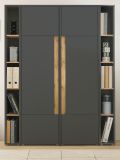 Aktenschrank Set Center in grau mit Wotan Eiche 2x Schrank und 2x Regal B�ro und Homeoffice 140 x 200 cm