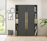 Aktenschrank Set Center in grau mit Wotan Eiche 2x Schrank und 2x Regal B�ro und Homeoffice 140 x 200 cm