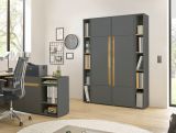 Aktenschrank Set Center in grau mit Wotan Eiche 2x Schrank und 2x Regal B�ro und Homeoffice 140 x 200 cm