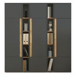 Aktenschrank Set Center in grau mit Wotan Eiche 3x Schrank und 2x Regal B�ro und Homeoffice 190 x 200 cm