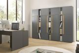 Aktenschrank Set Center in grau mit Wotan Eiche 4x Schrank und 3x Regal B�ro Homeoffice 260 cm
