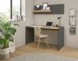 B�rom�bel Set Center in grau matt und Wotan Eiche mit Schreibtisch und Regal f�r Homeoffice