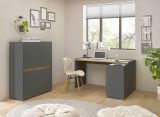 B�rom�bel Set Center in grau matt und Wotan Eiche mit Schreibtisch und Container