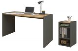 B�rom�bel Set Center in grau matt und Wotan Eiche mit Schreibtisch und Container
