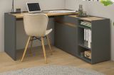B�rom�bel Set Center in grau matt und Wotan Eiche mit Schreibtisch, Kommode und Aktenregal f�r Homeoffice