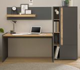 B�rom�bel Set Center in grau matt und Wotan Eiche mit Schreibtisch, Aktenschrank und 2 x Regal f�r Homeoffice