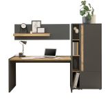 B�rom�bel Set Center in grau matt und Wotan Eiche mit Schreibtisch, Aktenschrank und 2 x Regal f�r Homeoffice