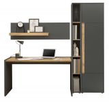 B�rom�bel Set Center in grau matt und Wotan Eiche mit Schreibtisch, Aktenschrank und 2 x Regal f�r Homeoffice