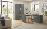 B�rom�bel komplett Set Center in grau matt und Wotan Eiche mit Schreibtisch, Kommode und Aktenschrank f�r Homeoffice