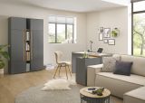 B�rom�bel komplett Set Center in grau matt und Wotan Eiche mit Schreibtisch, Kommode und Aktenschrank f�r Homeoffice