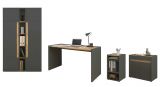 B�rom�bel komplett Set Center in grau matt und Wotan Eiche mit Schreibtisch, Kommode und Aktenschrank f�r Homeoffice
