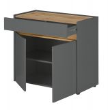 B�rom�bel komplett Set Center in grau matt und Wotan Eiche mit Schreibtisch, Kommode und Aktenschrank f�r Homeoffice