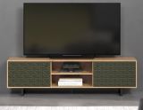 TV-Lowboard Sculpta in gr�n matt mit 3-D Struktur und Eiche Artisan TV-Unterteil 184 cm