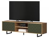 TV-Lowboard Sculpta in gr�n matt mit 3-D Struktur und Eiche Artisan TV-Unterteil 184 cm