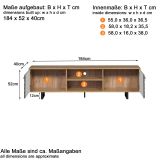 TV-Lowboard Sculpta in gr�n matt mit 3-D Struktur und Eiche Artisan TV-Unterteil 184 cm