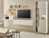 Aktenschrank Center in wei� und Wotan Eiche Vitrine f�r Homeoffice und B�ro 50 x 200 cm