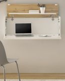 Sekret�r Center in wei� und Wotan Eiche Wandsekret�r f�r Homeoffice und B�ro 100 cm