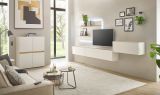 Wandregal Center in wei� und Wotan Eiche Wandpaneel f�r Homeoffice und B�ro 155 x 80 cm