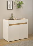 B�ro Kommode Center in wei� und Wotan Eiche B�roschrank f�r Homeoffice und B�ro 80 x 70 cm