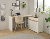 B�ro Kommode Center in wei� und Wotan Eiche B�roschrank f�r Homeoffice und B�ro 80 x 70 cm